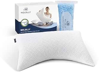 Molblly Pillows 2 Pack Shredded Memory Foam Pillow, Cooing Pillows For Sleeping,Hypoallergenic Hotel Bed Pillows Pillows For Neck And Shoulder Pain,Standard Size Washable (51u00d766,1 Pair