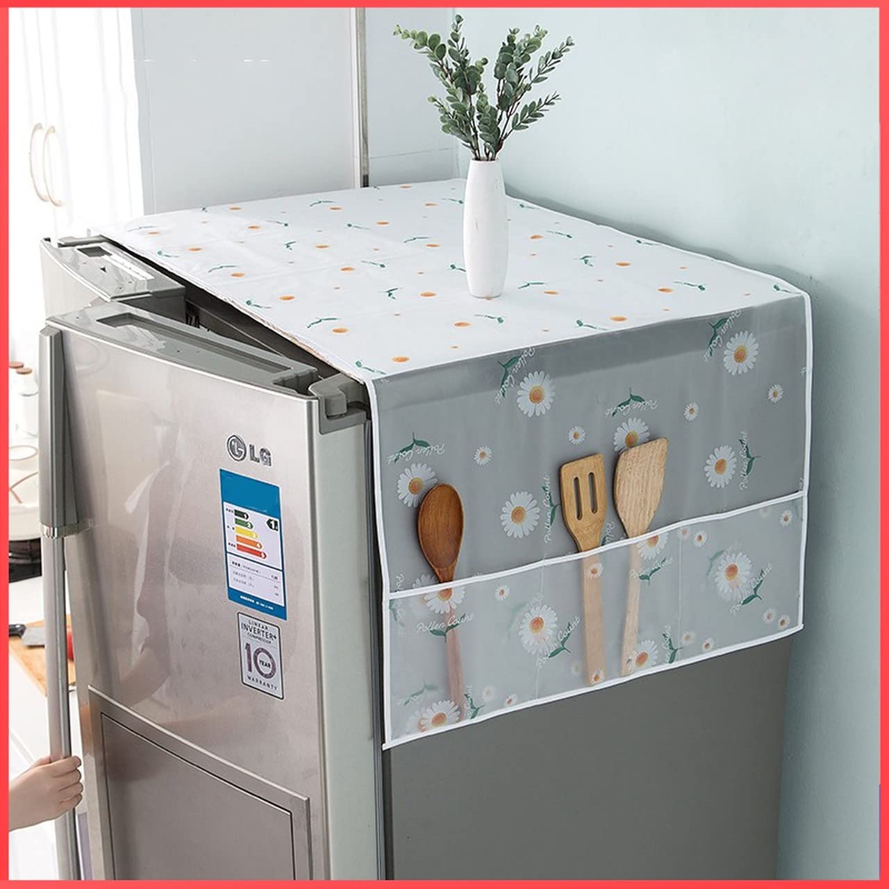 Wolpin 1Pc Fridge Cover for Top with 6 Utility Pockets Designer Daisy Prints Waterproof (B0B3XLSLS6) Amazon Price History, Amazon Price Tracker