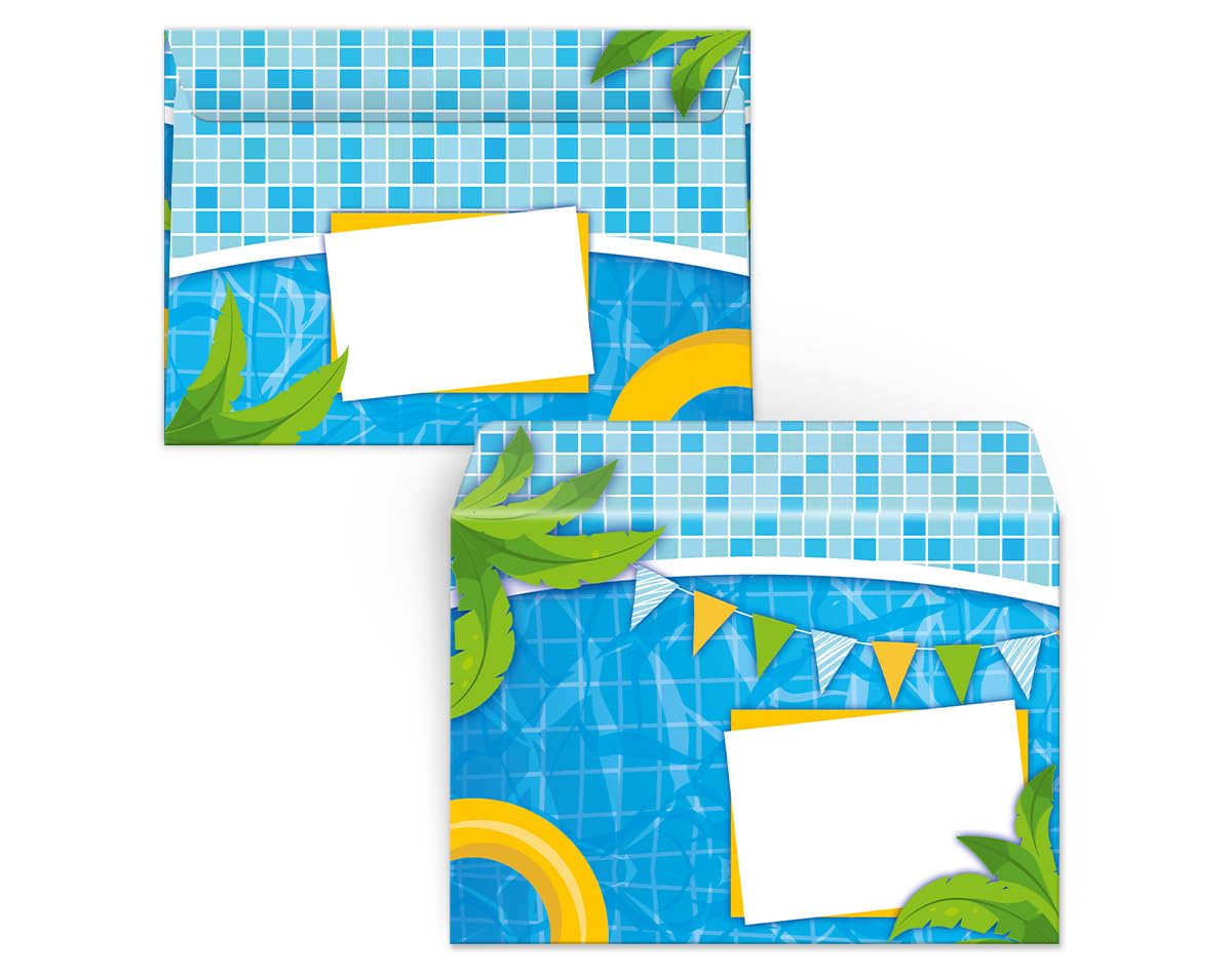 Tarjetas De Invitación De Cumpleaños Para Fiesta En La Piscina Con Sobres, Paquete De 20 (4