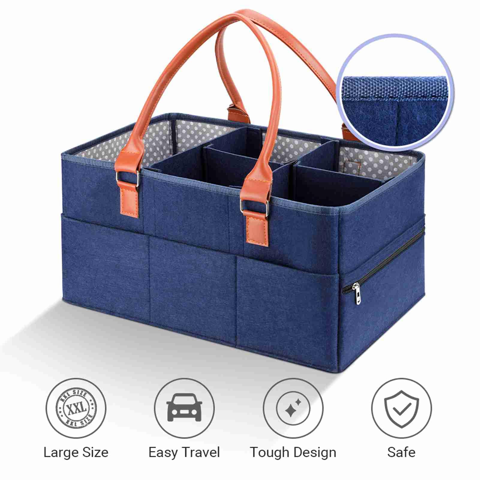 Pilipane Nappy Caddy Organiser,Nappy Caddy,Baby Caddys Organisers for newborn,Large Portable Nappys Storage Basket with Personality Detachable Divider,Baby Caddys Storage for Indoor Outdoor - Image 3