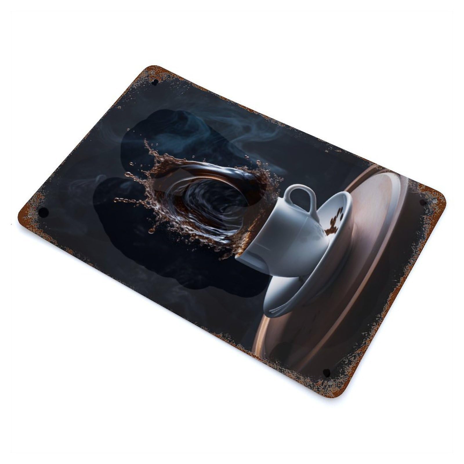Wafe Coffe Rustic Tin Plaque 11.8"x7.9", Ideal for Shed, Workshop And Garage Wall Decor