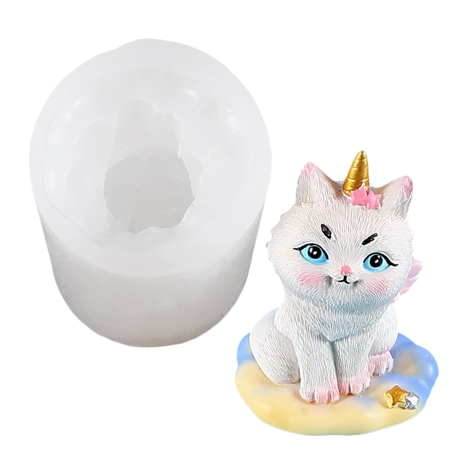 Uqezagpa - Stampi in silicone per resina, 3D, a forma di gatto, per candele, sapone, liquidi, fatti a mano
