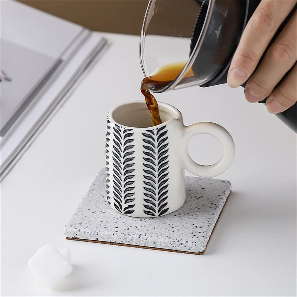 BBCBBZ Nordic mały wzór geometryczny filiżanki do espresso ceramiczne ręcznie malowane kubek do kawy Latte kubek stół naczynia do napojów (3 szt.)