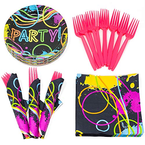 Glow Party Value Supplies Packs (for 16 Guests!), Glow Party Supplies, Neon Party Supplies, Neon Birthday Party Supplies, Blacklight Party Supplies, Neon Plates, Neon Party Plates, Blue Orchards