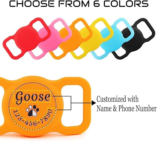 Miniatura 3 de Soporte personalizado para collar de perro AirTag - Personalizable con nombre y número de teléfono  Perros de pista con iPhone de Apple  para perros
