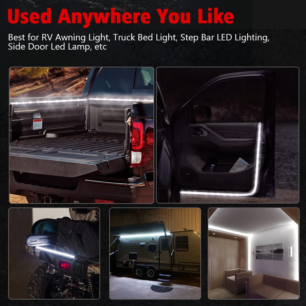 LKW Bett Lichter, 2pcs 60 Zoll wasserdichte LED Streifen Lichter Bar für Auto Kofferraum, Pickup, SUV, Wohnmobil, Zubehör mit EIN/Aus Schalter, Sicherung und 2-Wege Splitter Kabel