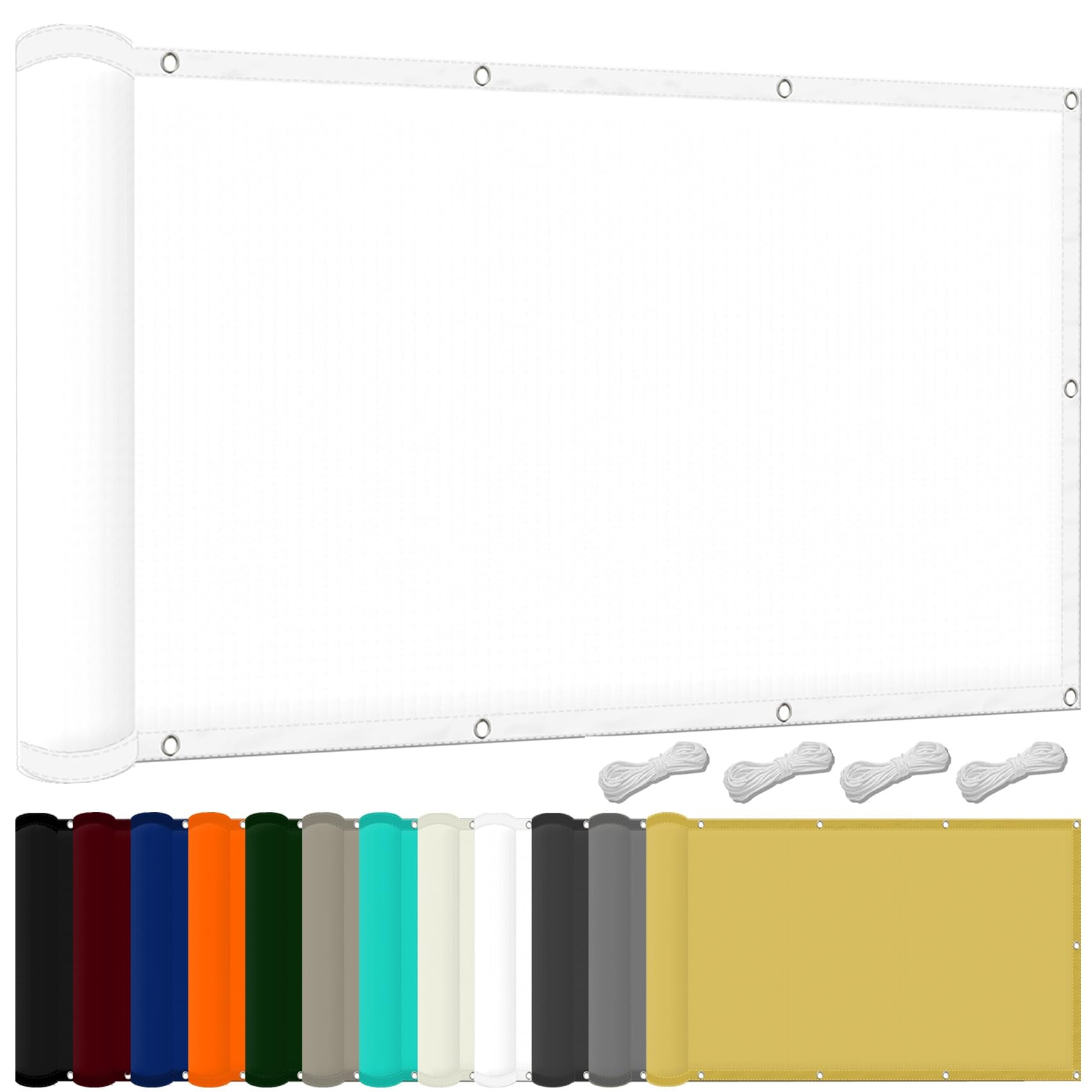 Żagiel Przeciwsłoneczny 195 x 225 cm 98% Odporności Na Promieniowanie Uv, Wiatroszczelność, Wodoodporność, Tkanina Przeciwsłoneczna, Osłona, Na Taras, Balkon, Ogrodu, Biały