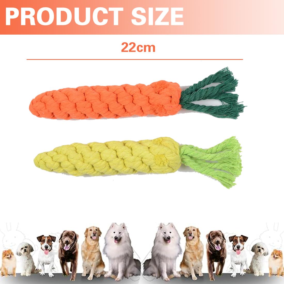 2 pezzi di corda giocattolo per cani, tiro alla fune interattivo cane treccia forma carota dentizione universale cani.