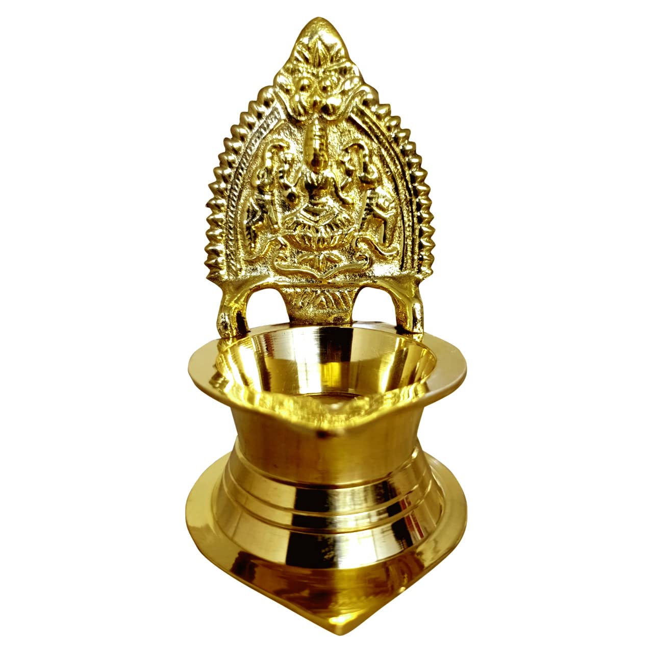 SOLINO Pure Brass Laxmi Shape Diya Kamakshi Dipak Kanchipuram Oil Lamp for Home Mandir Decoration Dipam Special for Festival