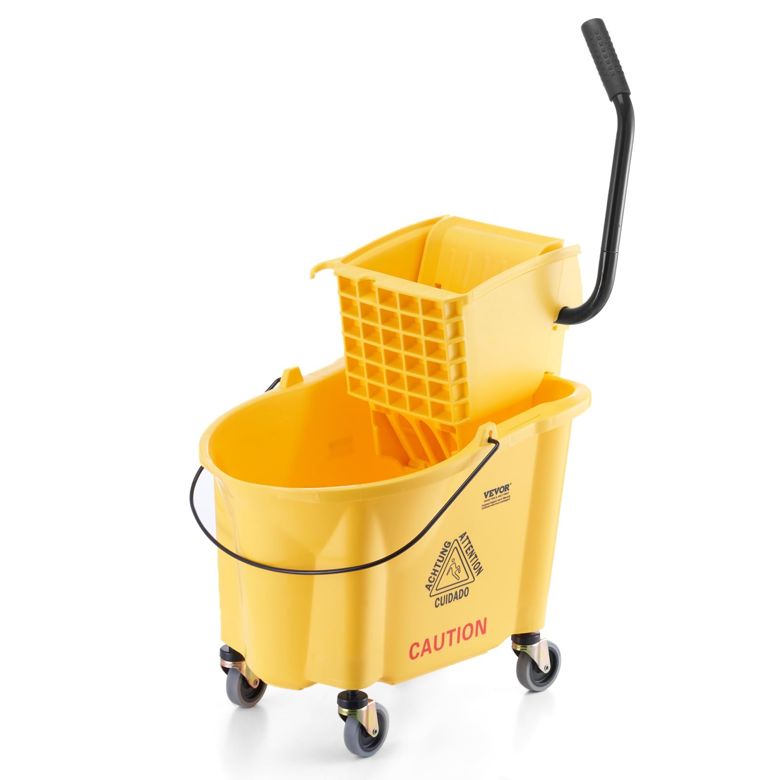 VEVOR Mop Bucket With Wringer, 35 Qt. Commercial Mop Bucket With Side Press Wringer, Side-Press
