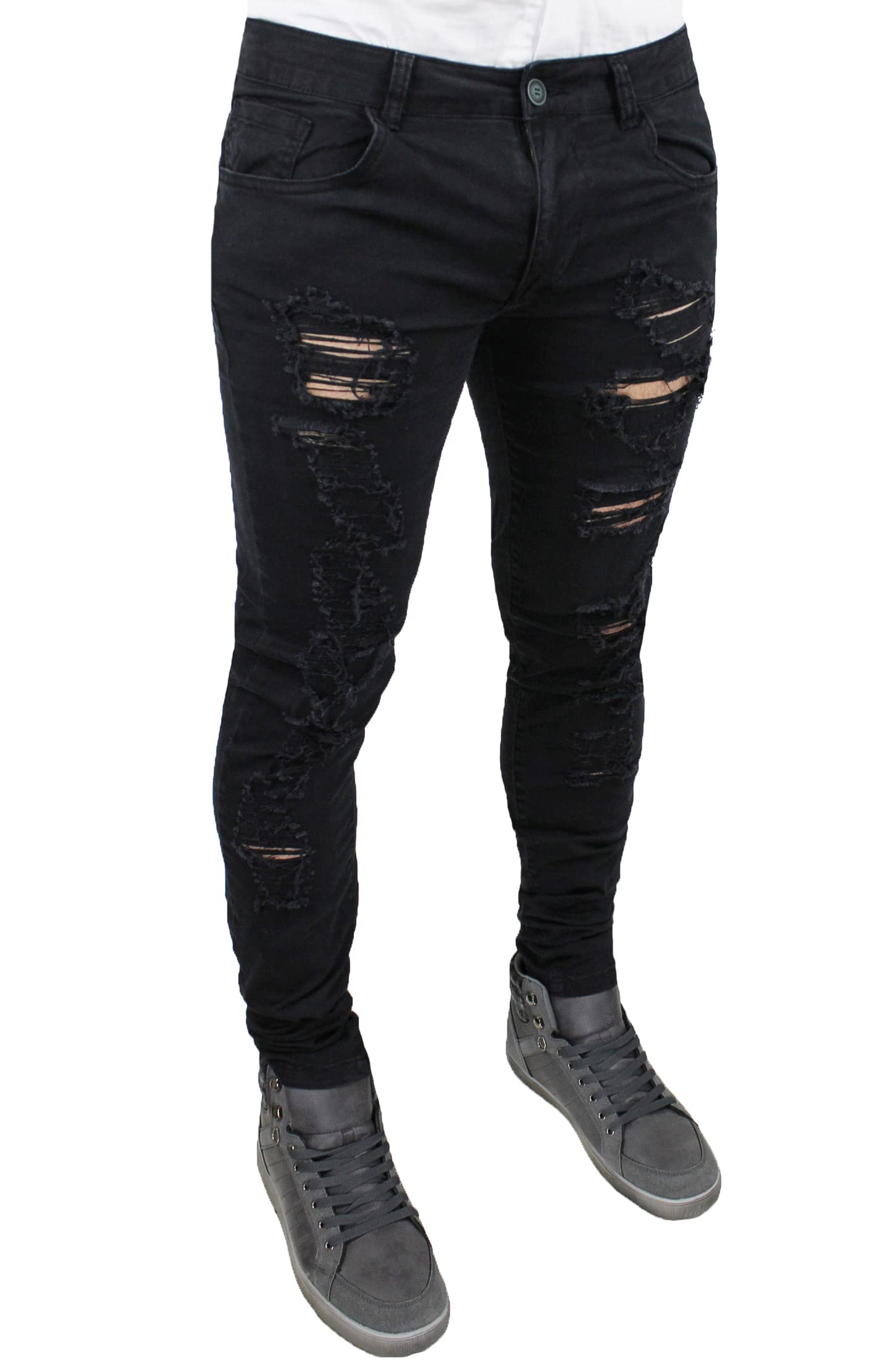 Evoga Jeans Uomo Pantaloni Slim Fit Aderenti Blu Denim Casual