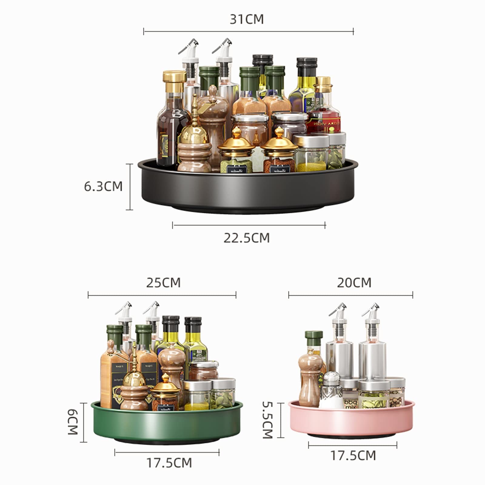 V3VOGUE Lazy Susan Piatto Girevole, Portaspezie Rotante, Organizer Cucina in Acciaio Inox, Vassoio Porta Barattoli, per Cucina, Frigorifero, Congelatore, Armadio E Bancone, Spezie
