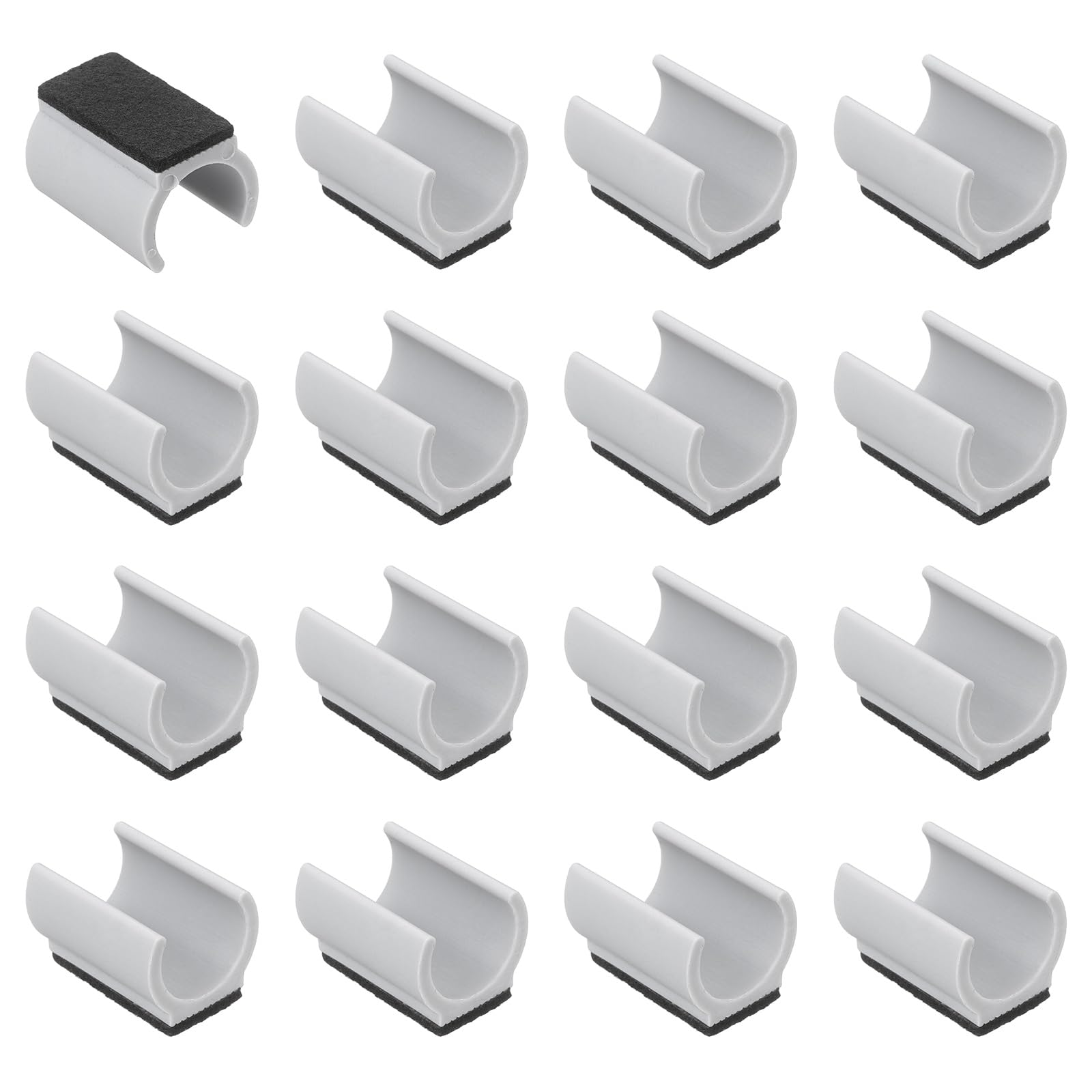 sourcing map 16 Pcs Rectangle U Shaped Chair Leg Caps with Felt Pads, Fit 25mm Dia Tubular Legs, Slide Smoothly Furniture Feet Protector No Scratches No Noise for Hardwood Floors, Gray