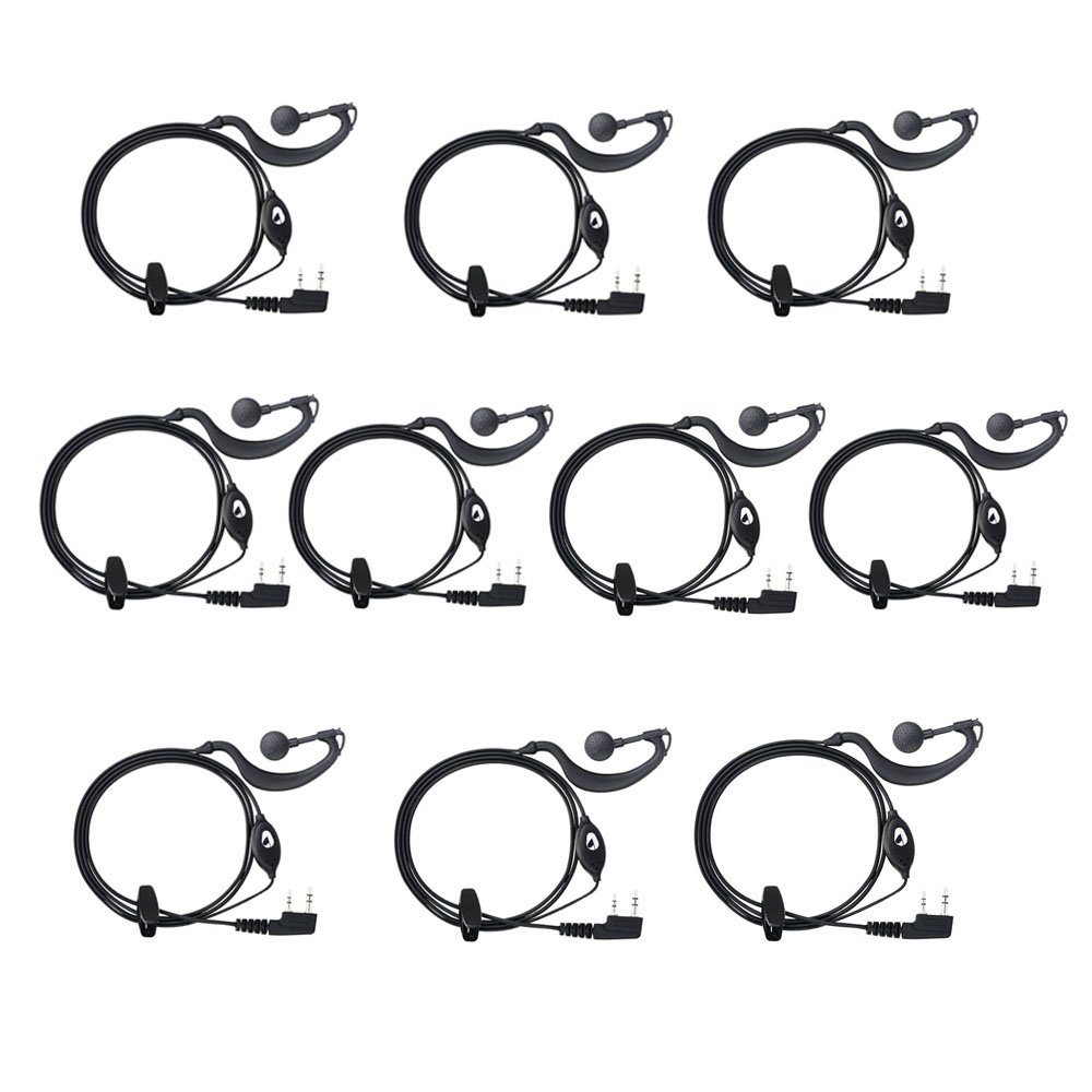 DreamworthNewest 10 Pack Earpiece Headset Mic 2 Pin for Baofeng UV 5R/5RA/5RA+/5RB/5RC/5RD/5RE/5RE+ 666s 777s 888s Two-Way Radio