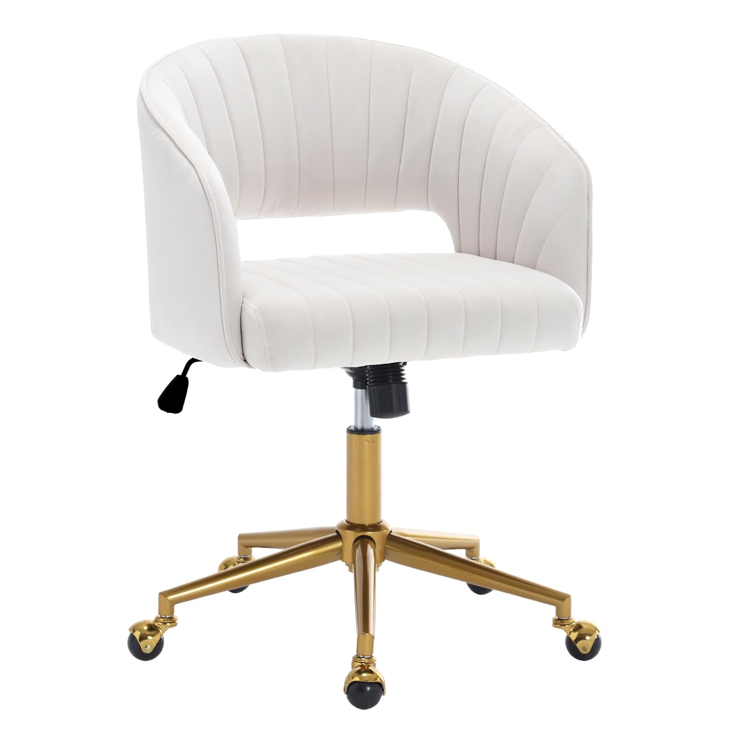 HENGJIANYI Home Office Swivel Desk Chair Modern Velvet Vanity Chair Height Adjustable Armchair with Gold Base Ergonomic Office