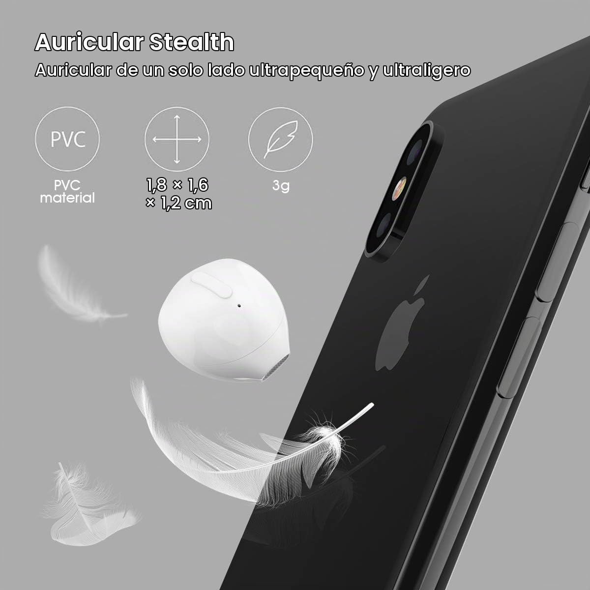 Auriculares Invisibles Bluetooth para Dormir, Mini Auriculares discretos Ocultos para el Trabajo, pequeños Canales auditivos - Auriculares Individuales con Funda de Carga (Negro)