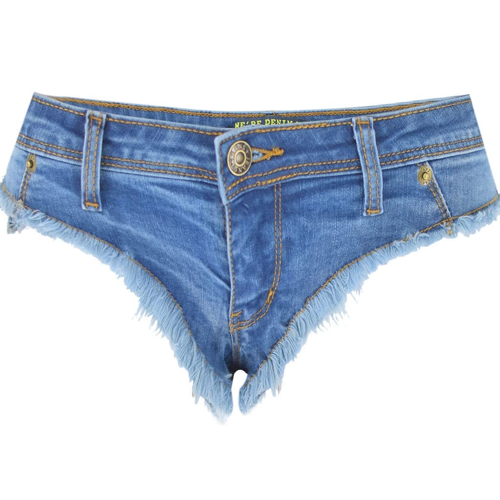 Short en jean stretch femme taille basse pour briller en soirée et à la plage
