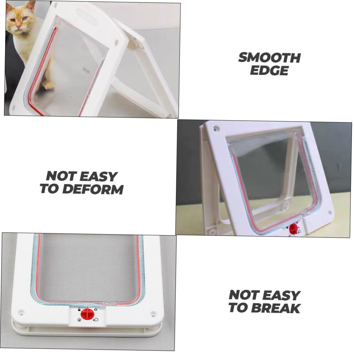Lot de 2 Chatières pour Chat Fonction Ouverture/Fermeture, en Plastique Résistant, Taille Petite, pour Accès Intérieur et Extérieur, Adaptées aux Chats et Petits Chiens