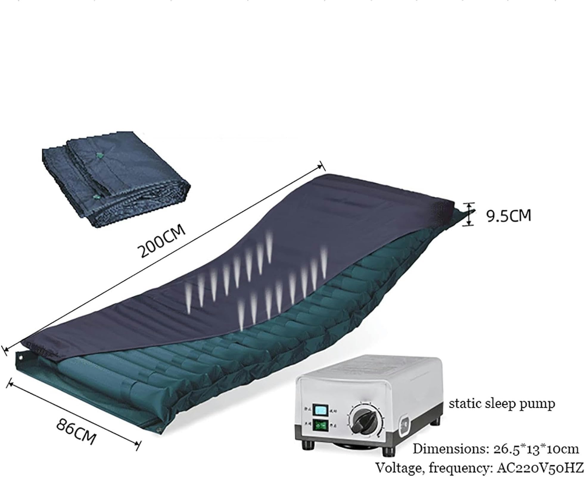 Materasso Gonfiabile Antidecubito Generico, Letto Singolo, Pompa Variabile Silenziosa, Design A Fori, capacità di Carico di 135 kg,
