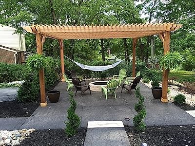 Pergola Depot Big Kahuna 20x20 Cedar Pergola Kit with 8' Posts and End Shape E