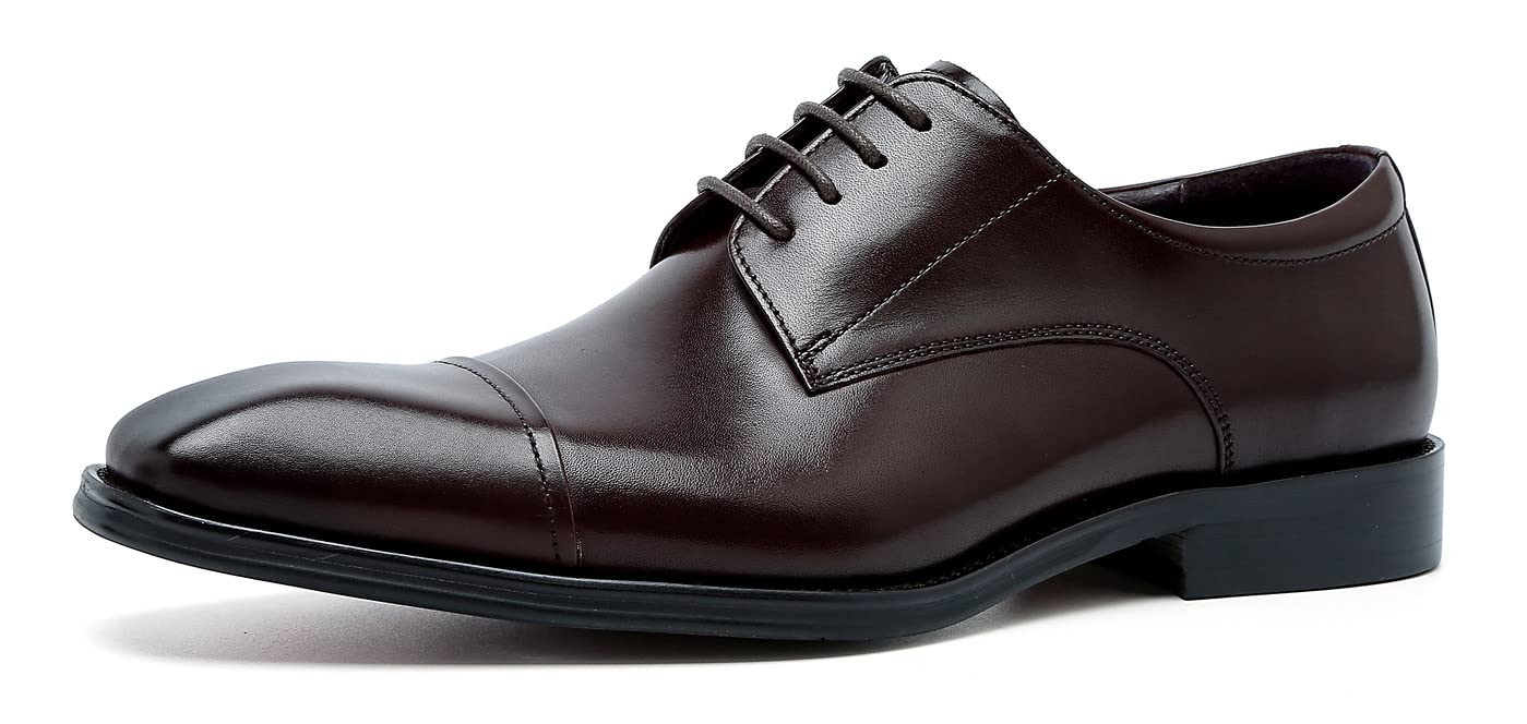 Mens Oxfords Formal Dress Classic Lace-up Cap Toe Derby Genuine Leather Fashion Comfortable Suit Shoes Buinsess Casual Prom