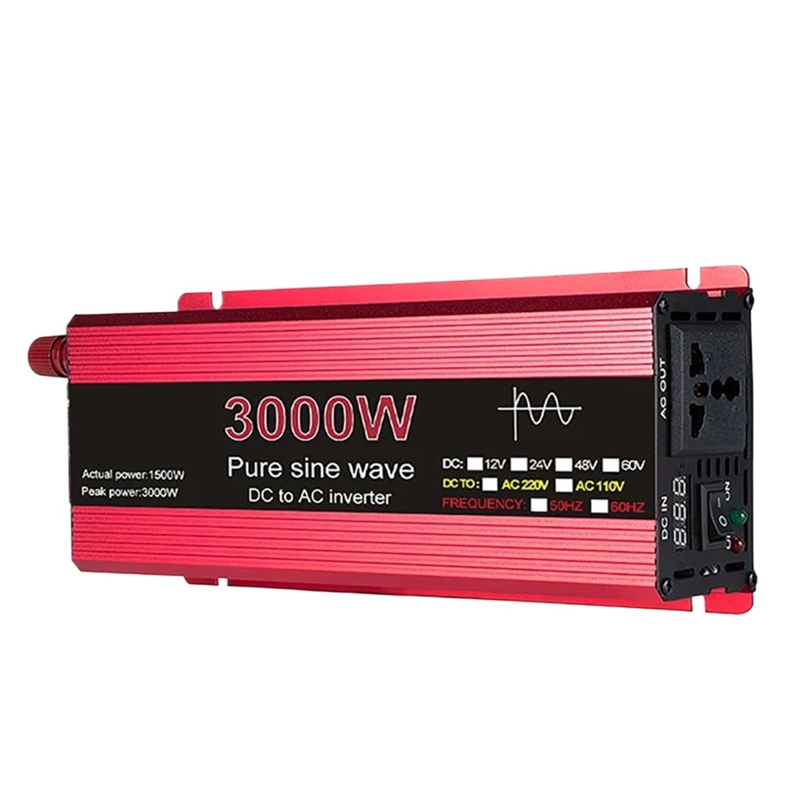 Falownik sinusoidalny 3000 W DC 12 V na AC 220, samochodowy, domowy, solarny, Wydajny, gotowy na energię słoneczną