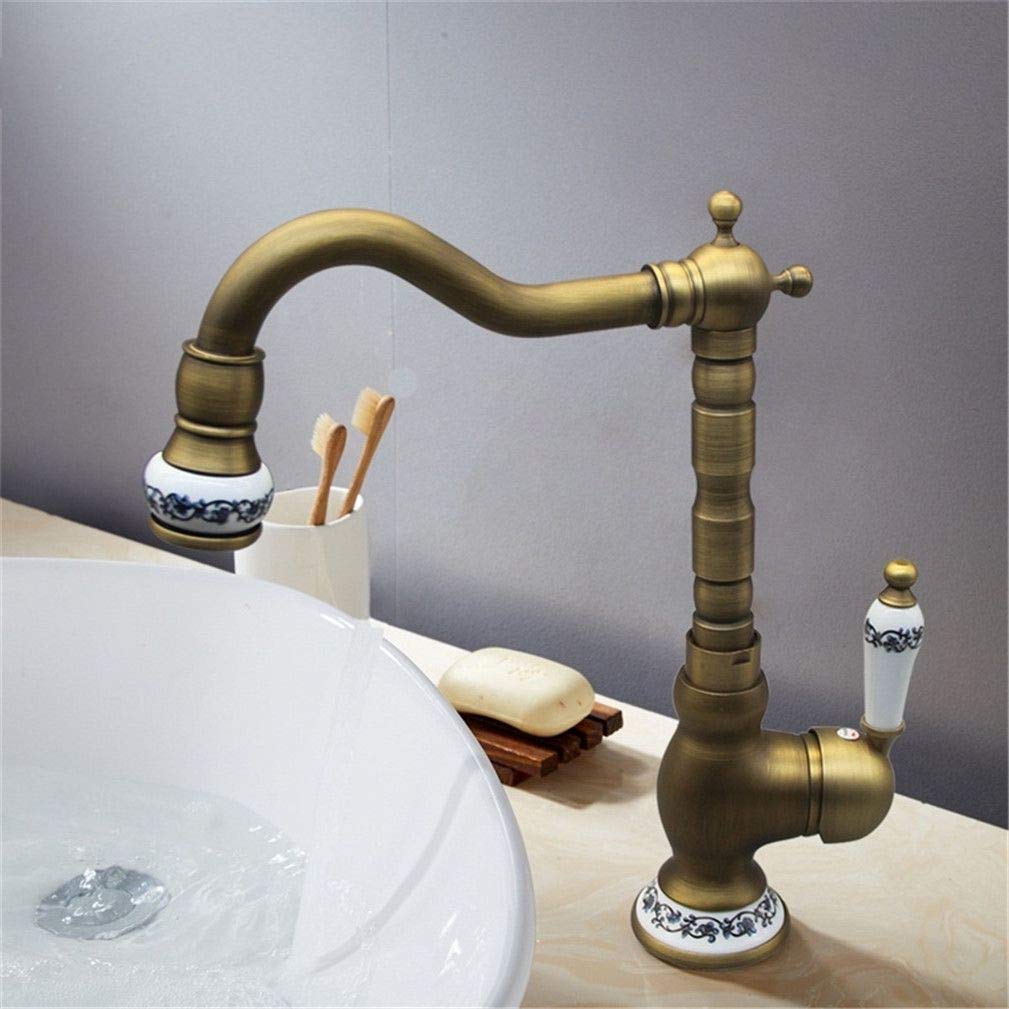 Baño Antiquebrass ∕ Grifo Negro Para Lavabo Grifo Para Fregadero De Cocina Grifo De Latón Con Aireador Estilo Retro Mezclador De Lavabo Torneira Banheiro Grifo De Bronce De Agua, Latón Antiguo