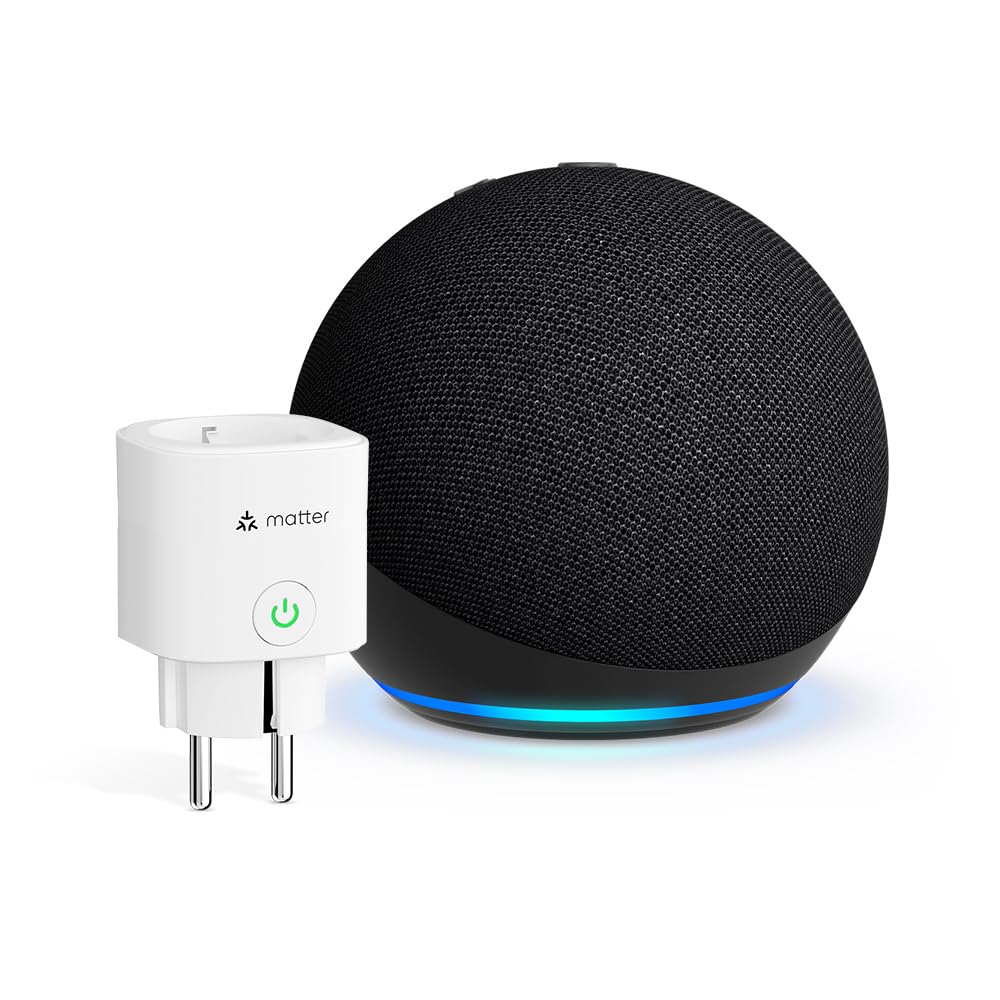 Echo Dot (5ª generazione, modello 2022) | Antracite + Meross Matter Presa Smart, compatibile con Alexa - Kit di base per Casa Intelligente