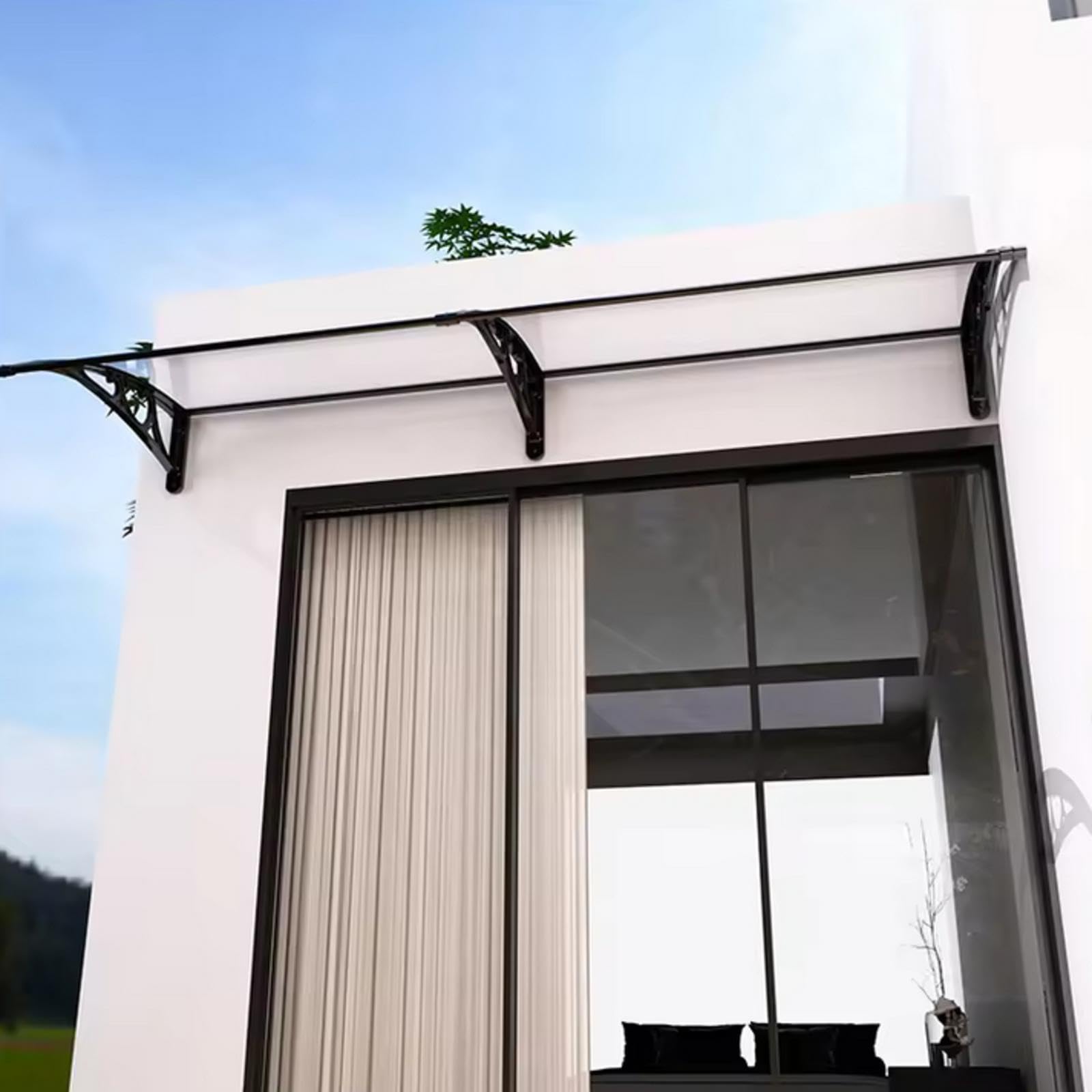 Überdachung Haustür Vordach Pultvordach Türdach für draußen Regenschutz Transparentes für Haustür, gegen Regen, Schnee, Dach, Markise, Schutz aus,120X200cm
