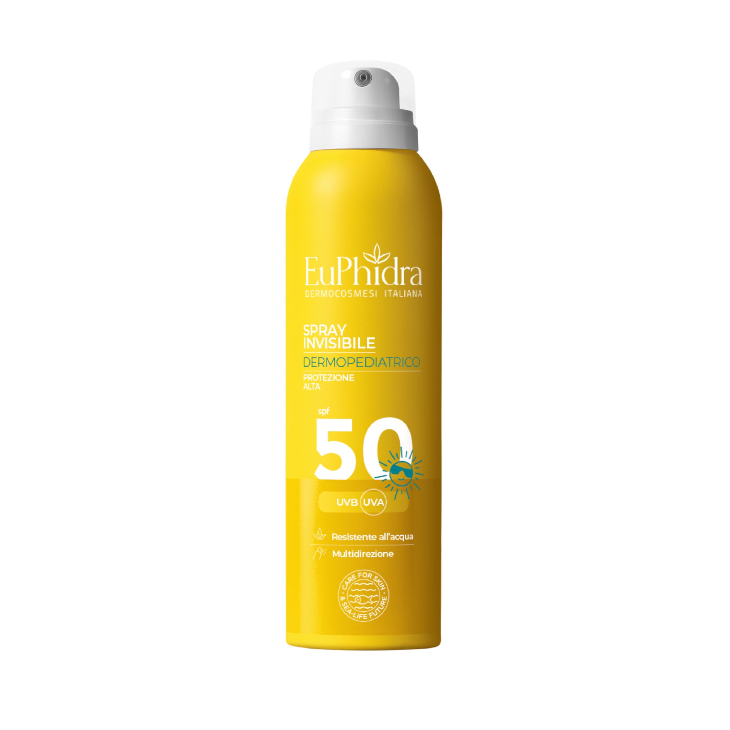 EUPHIDRA, Spray Solare Bambini SPF 50 Protezione Alta Dermopediatrica, Finish Invisibile No Effetto Bianco, Con Pantenolo e Polifenoli Antiossidanti, Idratazione Intensa Pelle Sensibile, 200 ml