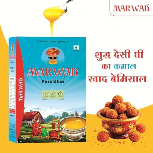Image of Marwad Desi Cow Ghee Pure and Healthy 1Ltr | Curd Churning Bilona Method Ghee Good For Health | Grassfed, Cultured, Premium & Traditional Ghee (1 Liter-M)