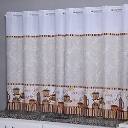 Cortina Cozinha Oxford 2,00x1,40 Estampada Cappuccino Janela Vitrô Ilhós Blackout Blecaute Decorativa Poliéster Varão (Cappucino)