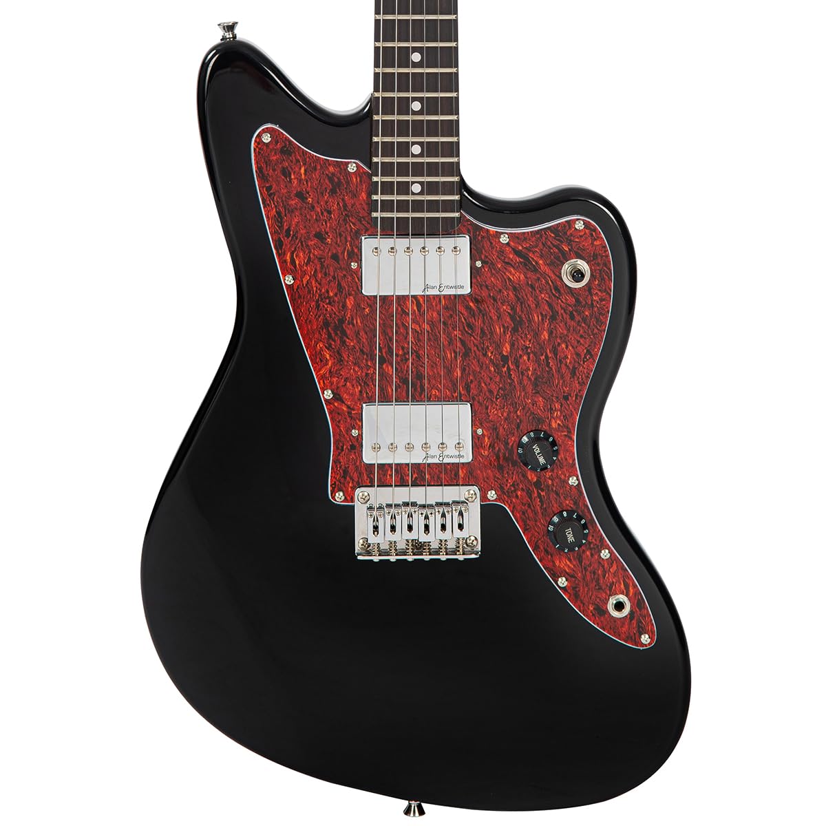 VINTAGE V50 E-Gitarre der Untersetzer-Serie, glänzend schwarz