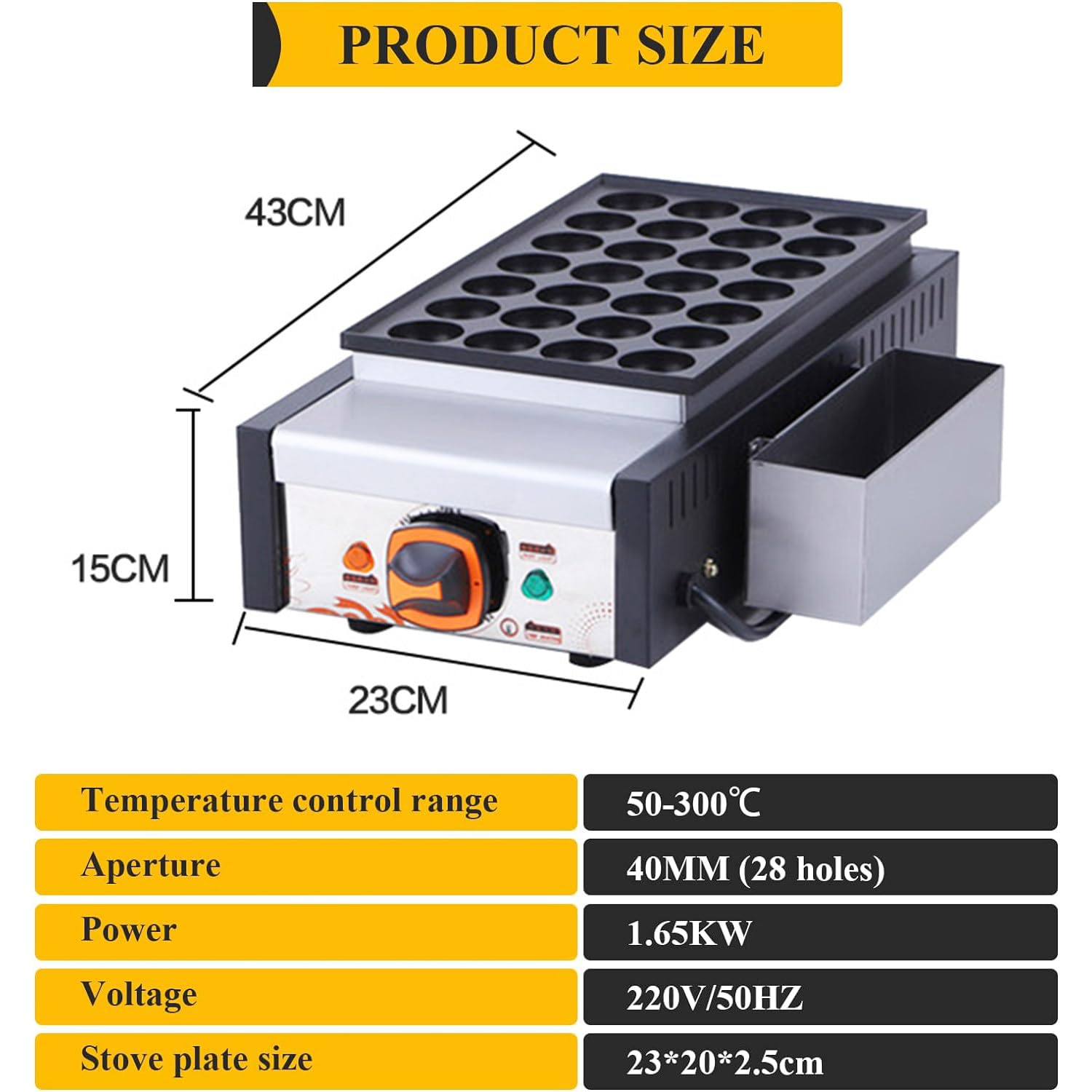 Macchina per Takoyaki Commerciale 28 Fori, Elettrico Giapponese Polpette di Pesce Griller Maker Piastra Antiaderente