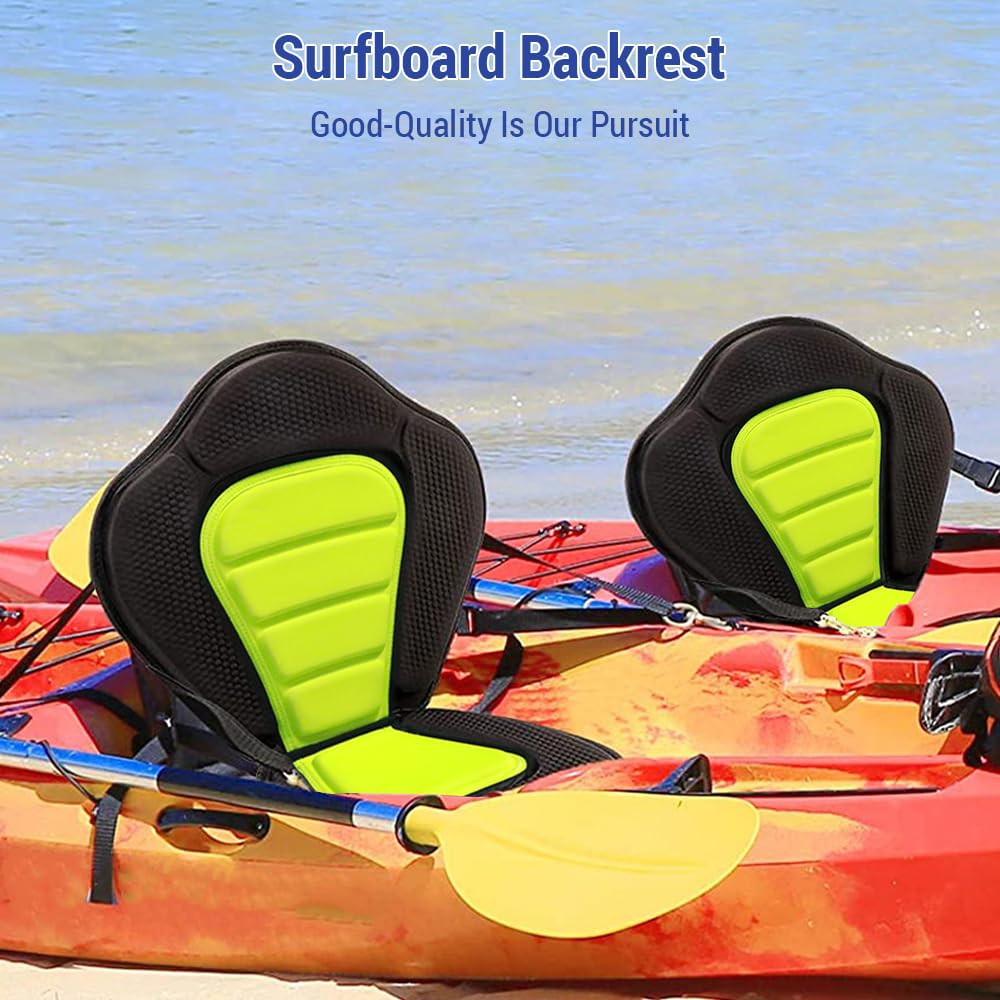 Asiento de kayak de EVA verde ajustable con bolsa de almacenamiento opcional, diseño ergonómico, 50,5 x 45 x 30,5 cm, 1000 g/1150 g