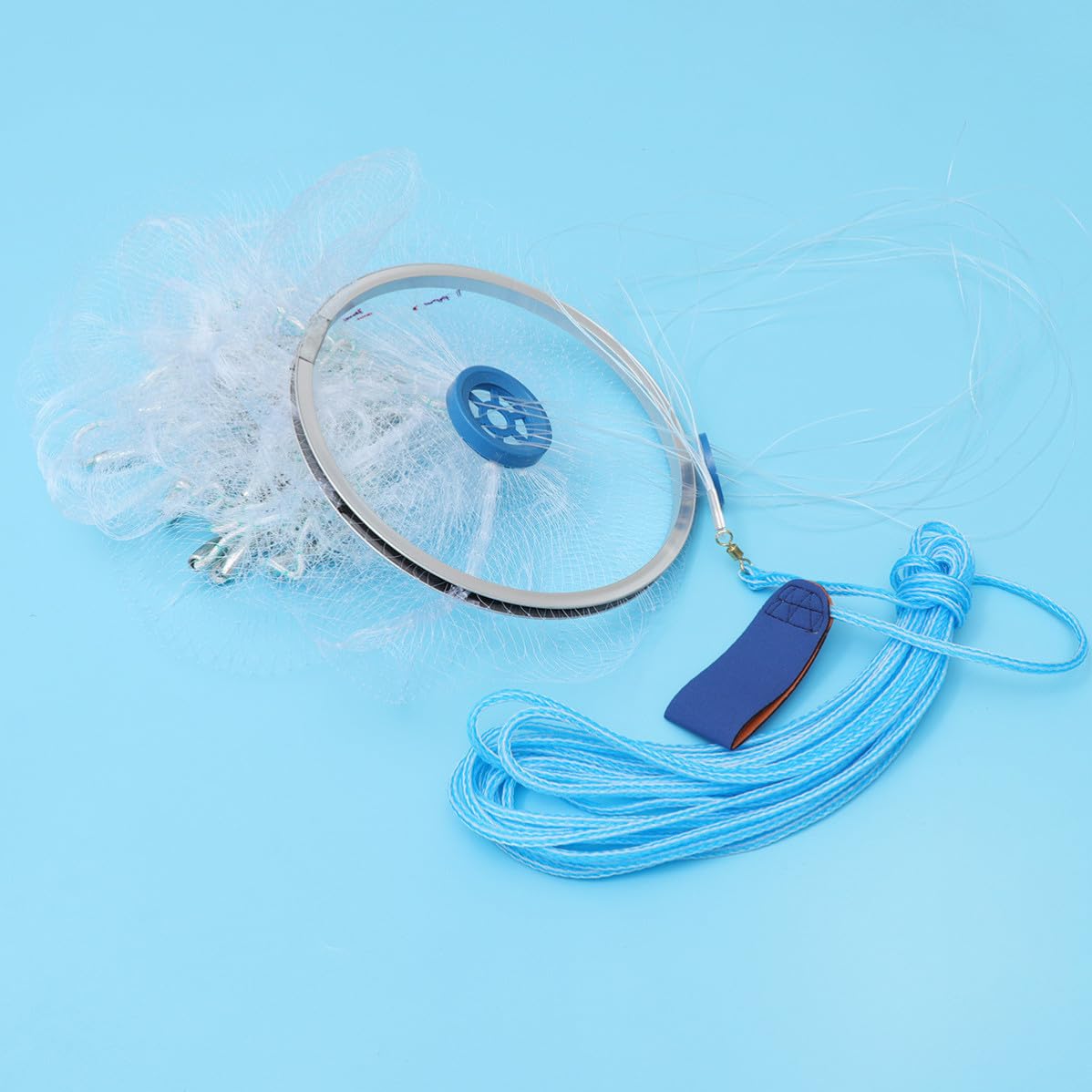 Angoily Rete da Pesca Portatile in Nailon Pieghevole per Cattura Granchi e Gamberetti per Acqua Dolci e Salate Blu Colore Casuale