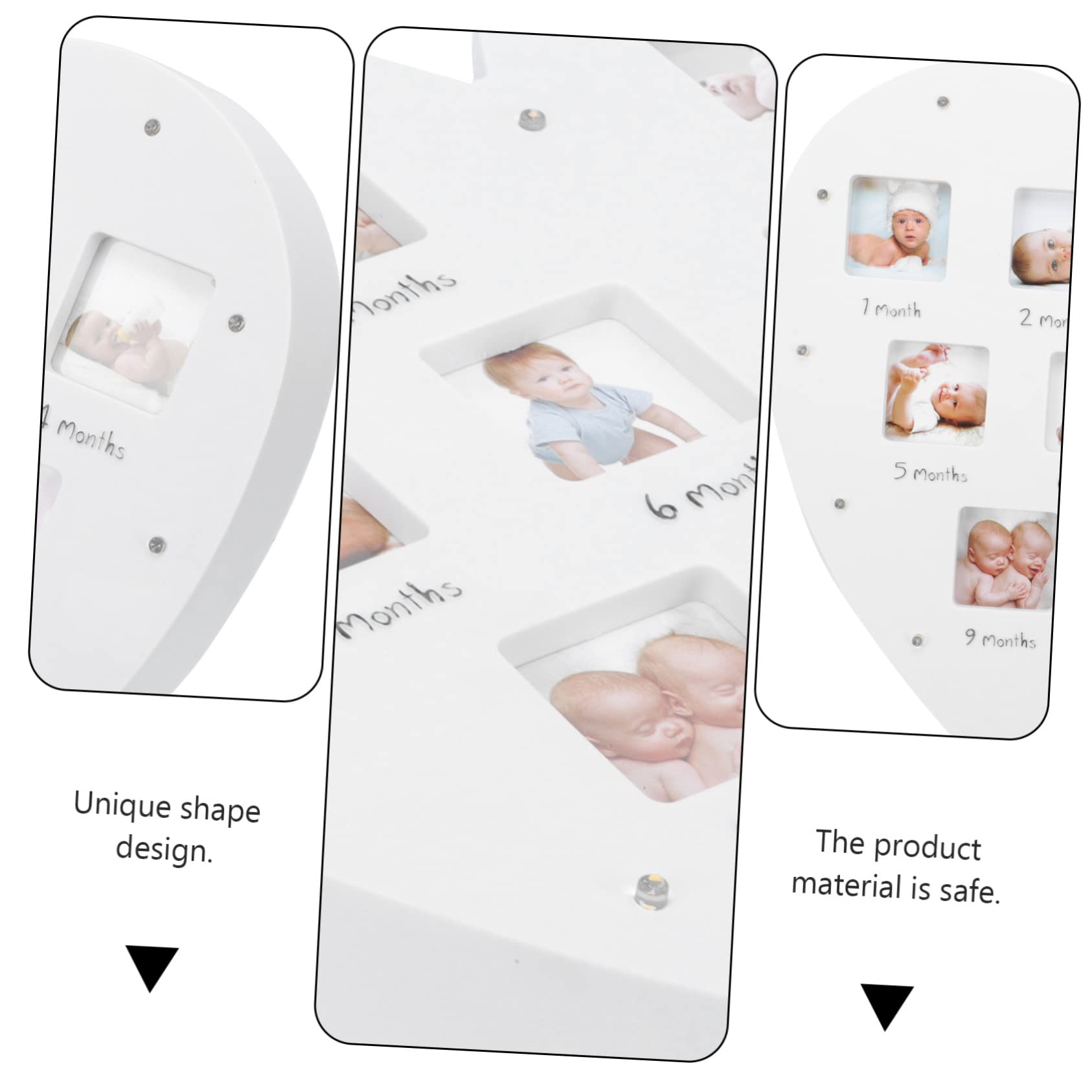 Marco de Fotos para Bebés en Acrílico Blanco con Forma de Corazón para Registrar el Crecimiento, con Luz y Capacidad para 12 Fotos, Adecuado para Decoración del Hogar