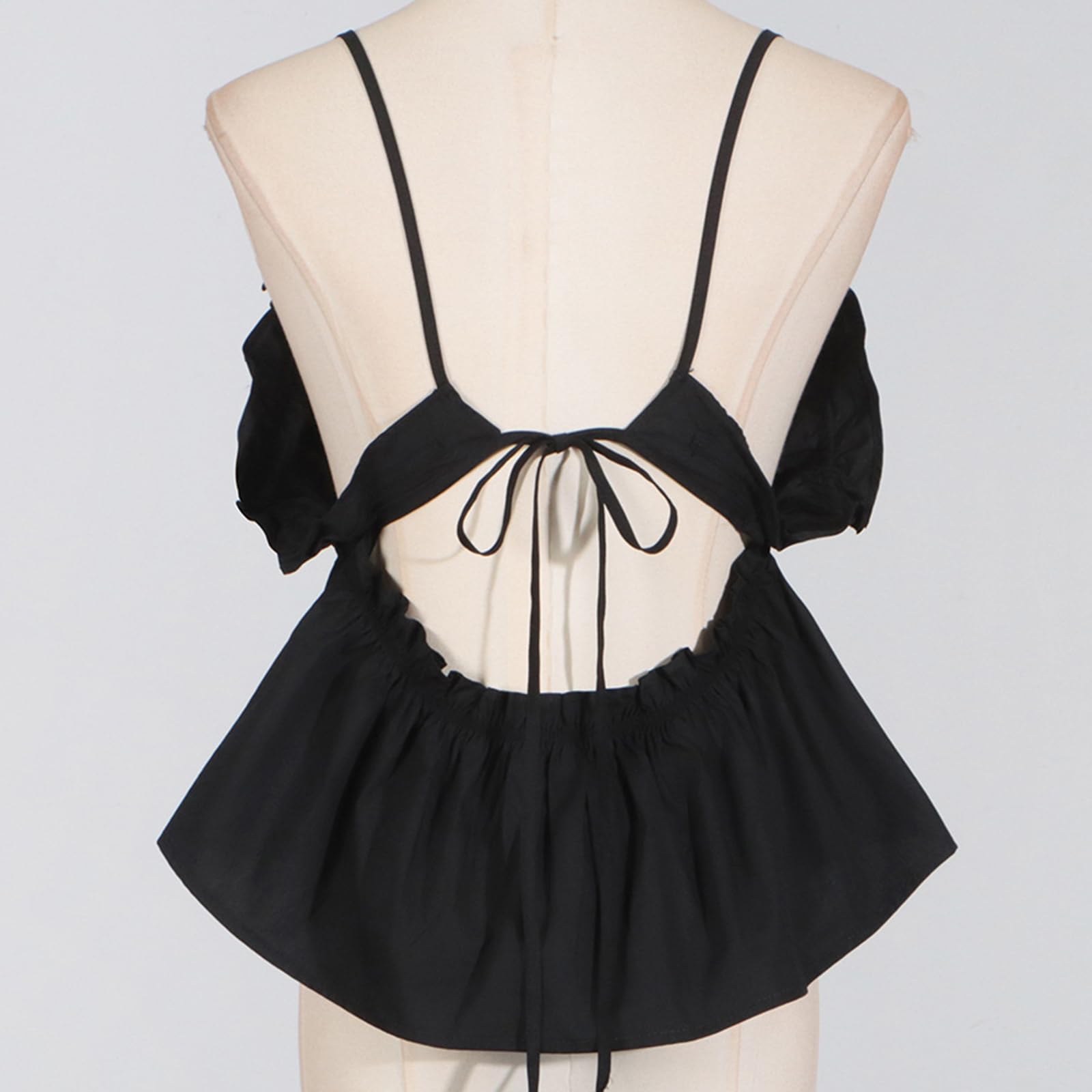 Femmes Sexy Débardeur Spaghetti Bretelles V Col V Sans Manches Sans Manches Cropped Lace Up Cami Top