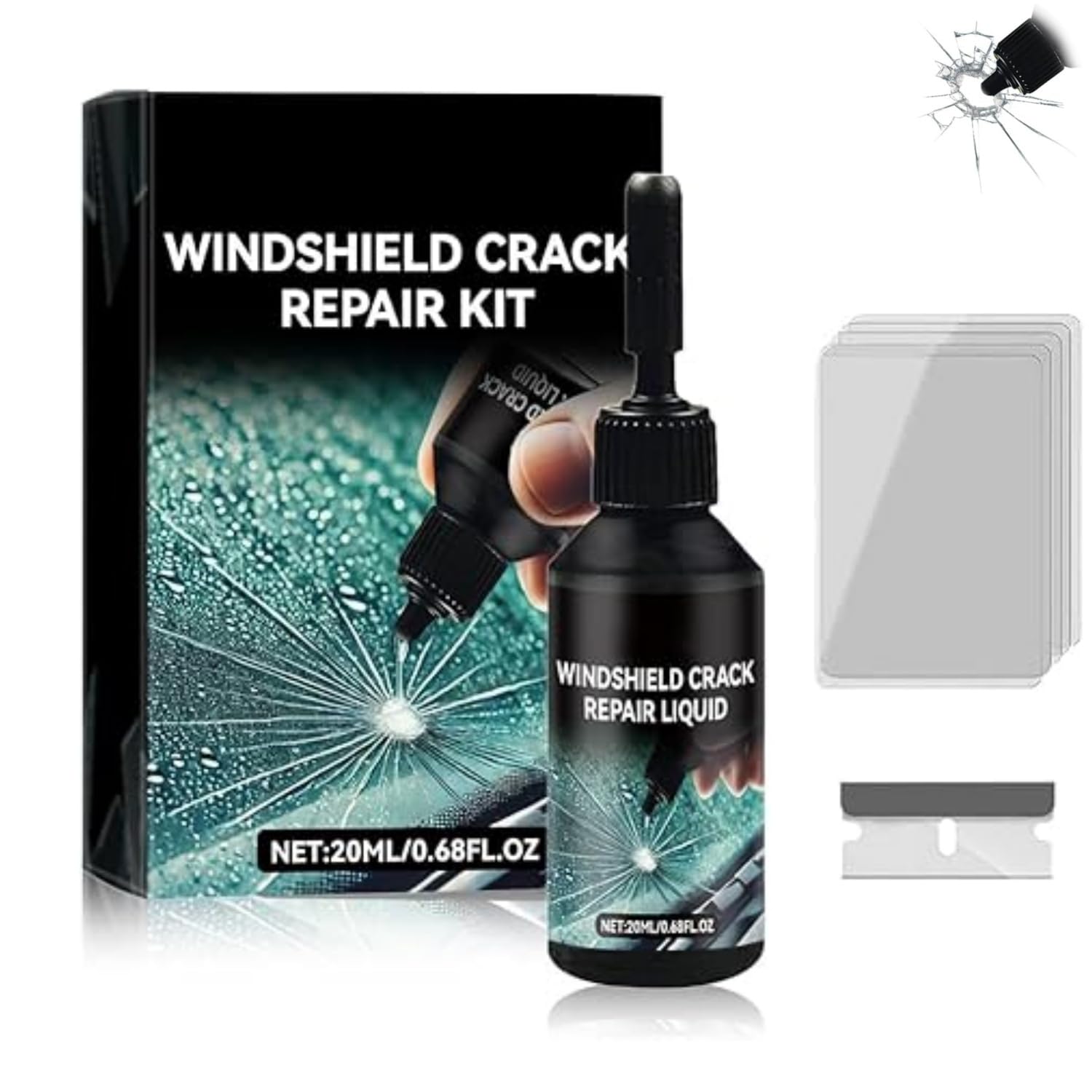 Car Windshield Crack Repair Kit - 2026 Upgrade Nano Glass Repair Liquid for Cracks & Chips, Cracks Gone Glass Remover Fluid for Quick Fix Windshields, Windows, Mirrors, All vehicle models