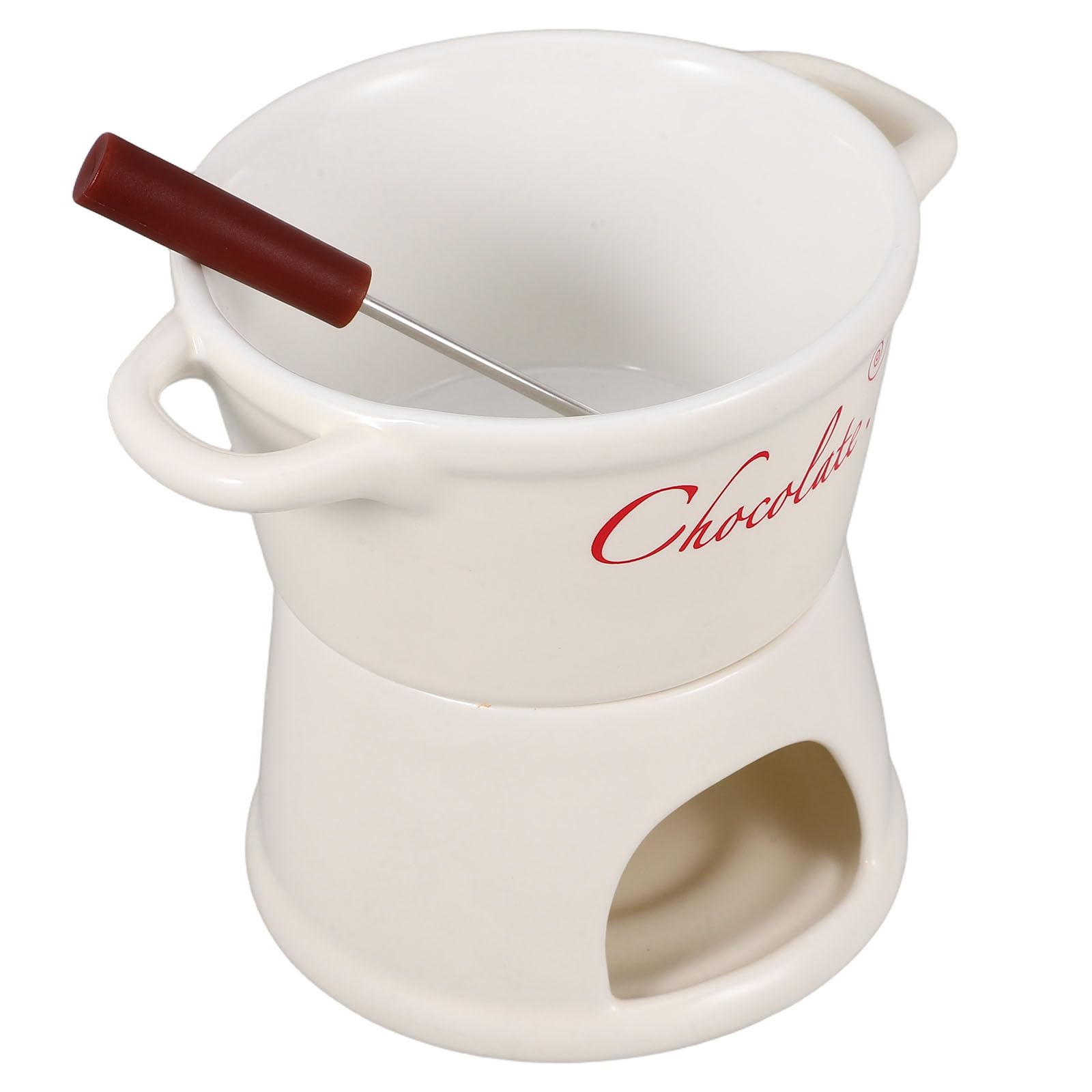 MAGICLULU Juego de Fondue Eléctrico de Cerámica Blanco para Derretir Chocolate y Queso, Función Fácil de Usar Adecuado para Reuniones Familiares