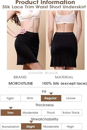 Miniatura 5 de Vestido corto de seda para mujer con ribete de encaje, cintura corta, anti adherencia, sin costuras, para debajo del vestido