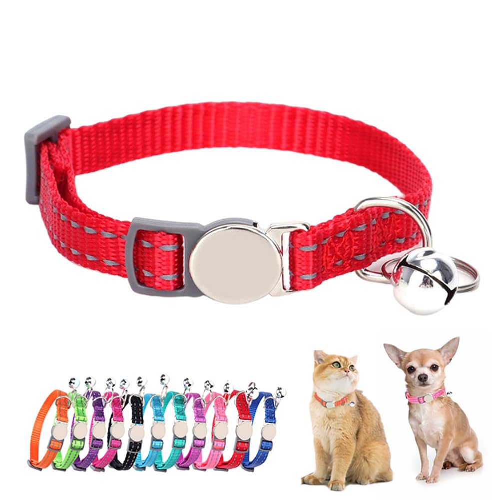 Red Cat Collar with Bell Breakaway Girl Kitten Collar with Bells
