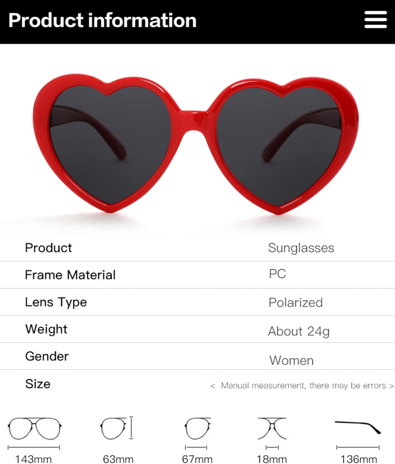 Onrtry Fashion Oversized Heart Shaped Polarized Sunglasses for Women Lovely Retro Eyewear Shades with UV400 - Image 7