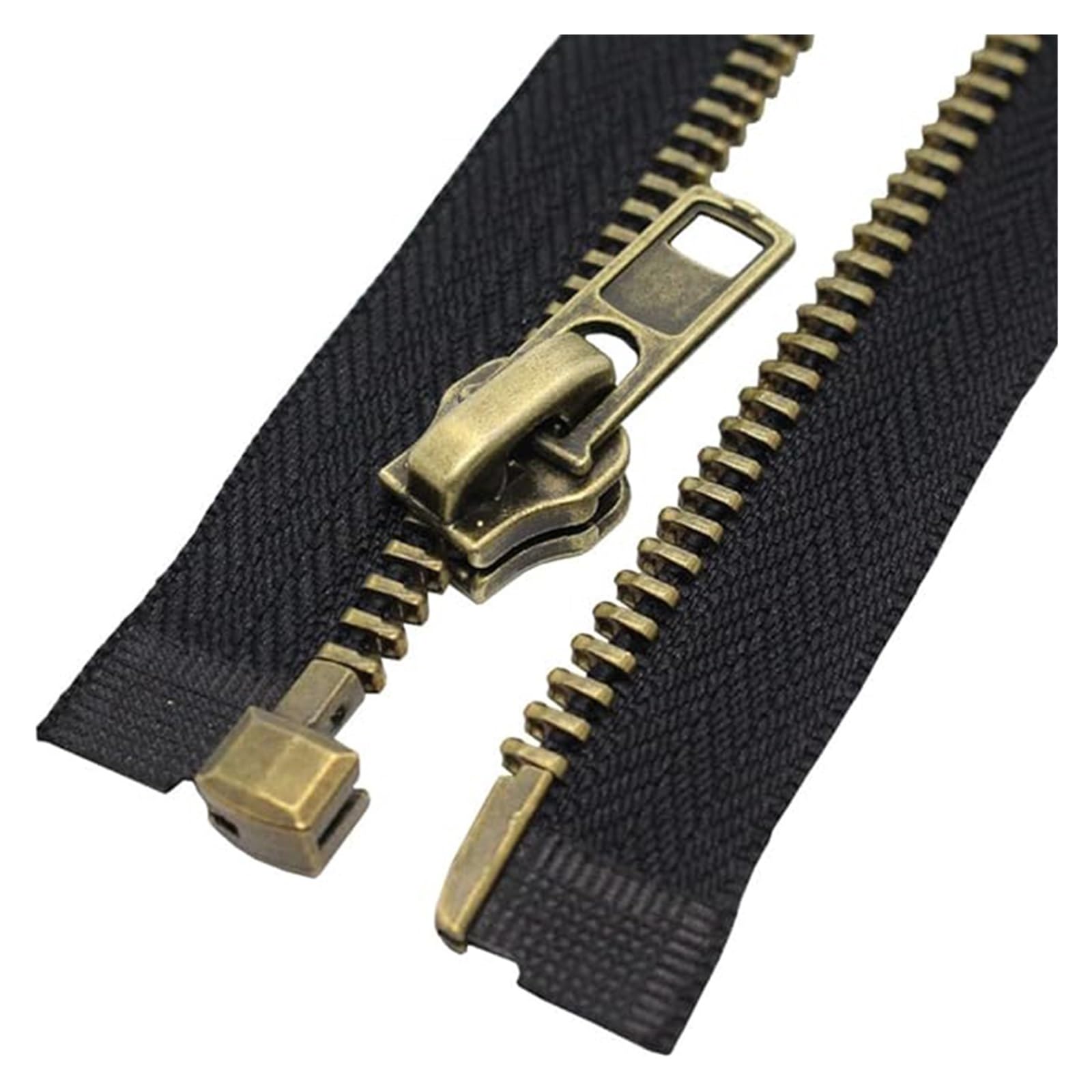 Cremallera de metal Cremallera abierta de Metal bronce 5 #, cremallera con dientes en Y separadores de latón for chaquetas, abrigos, bolsos, suministros de costura, accesorios(65CM_BRONZE ZIPPER)