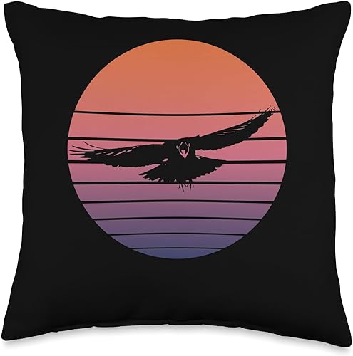 Krähen Raben Vögel Liebhaber Bekleidung Crow Retro Vintage Raven Odin Viking Fans Hugin and Munin Throw Pillow, 16x16, Multicolor