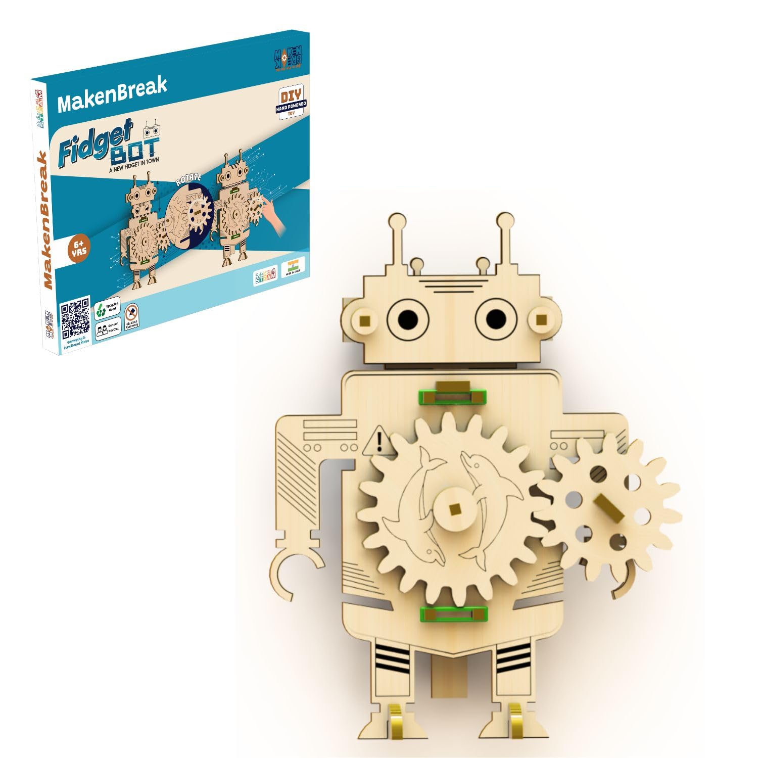 MakenBreak Fidget Bot: DIY STEM/STEAM Hand-Powered Toy Kit for Kids 6-12 Years, Stress Relief Robot - Educational, Interactive, Made in India for Young Engineers! (B0CG1HRWPN) Amazon Price History, Amazon Price Tracker