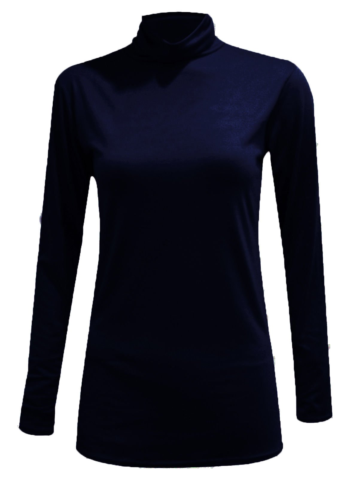 ER Direct Women Long Sleeve Plain Turtle Polo Neck Ladies Stretch Plus Size Top T Shirt (UK XXXL, Navy)