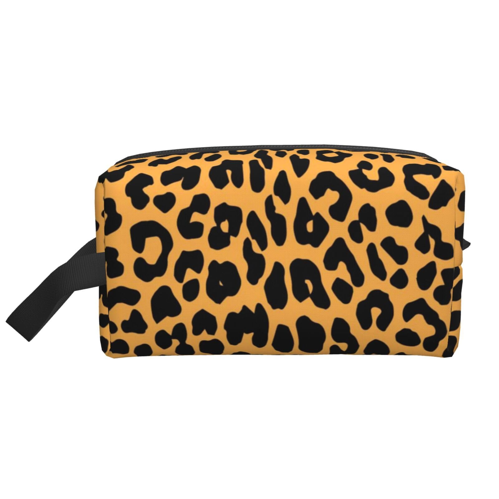 Ercgad Unisex White Leopard Print Print Large Capacity Travel Toiletry Bag Cosmetic Pouch Daily Storage Makeup Case