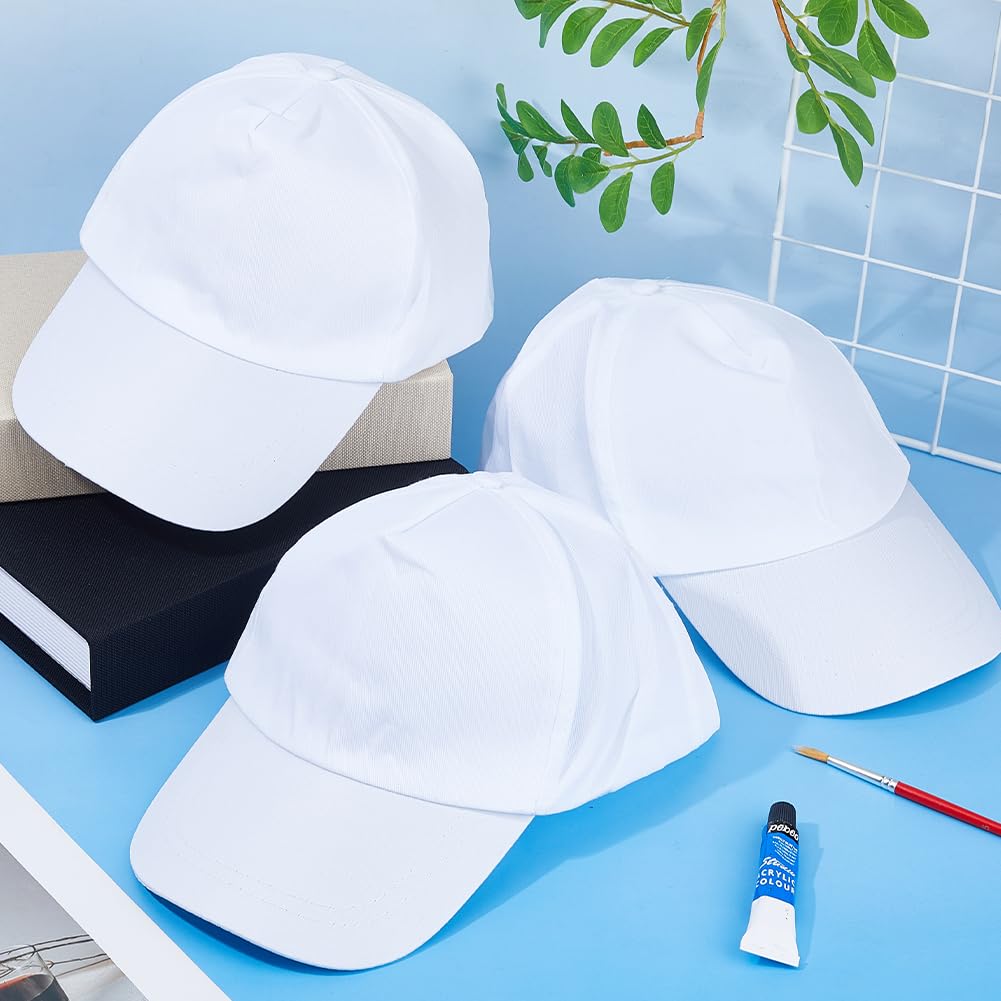 DICOSMETIC 25 cappellini da baseball in bianco regolabili, unisex, design vuoto, cappello da camionista all'ingrosso lungo 26,5 cm, bianco puro