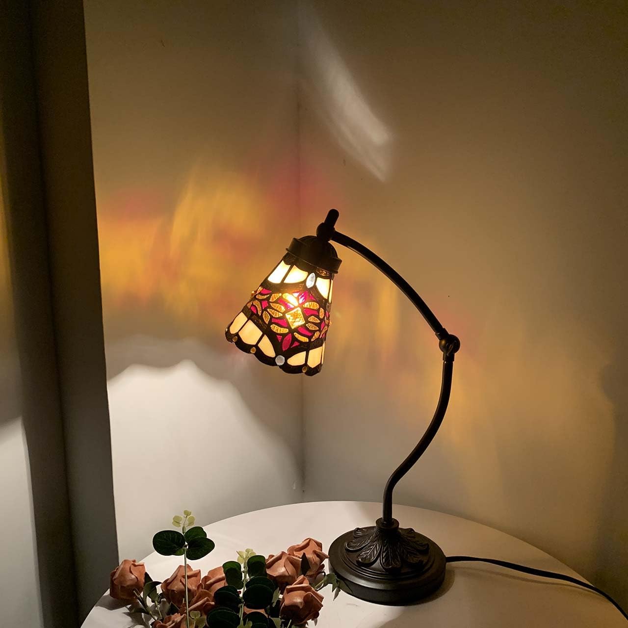Bieye L30870 Lampe de Table en Vitrail Style Tiffany